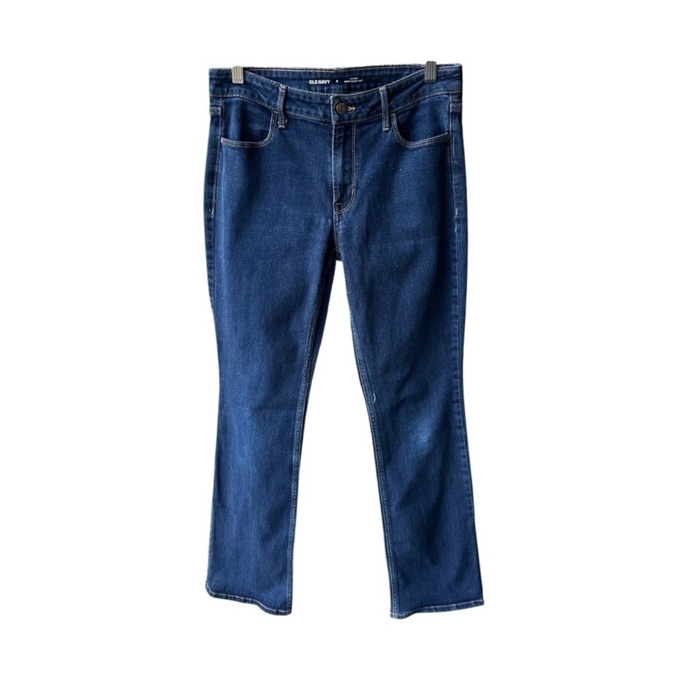 Old Navy Jeans Pants Mid Rise Wow Boot Cut Dark Blue Wash Denim Size 8